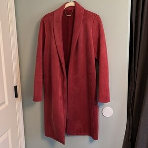 Tahari Micro Suede Dusty Rose Duster Jacket